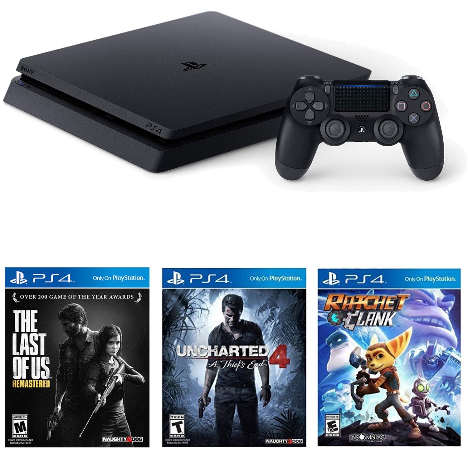 Sony - PlayStation 4 PS4 Slim Starter Pack Bundle | 1TB | Full Set with Controller